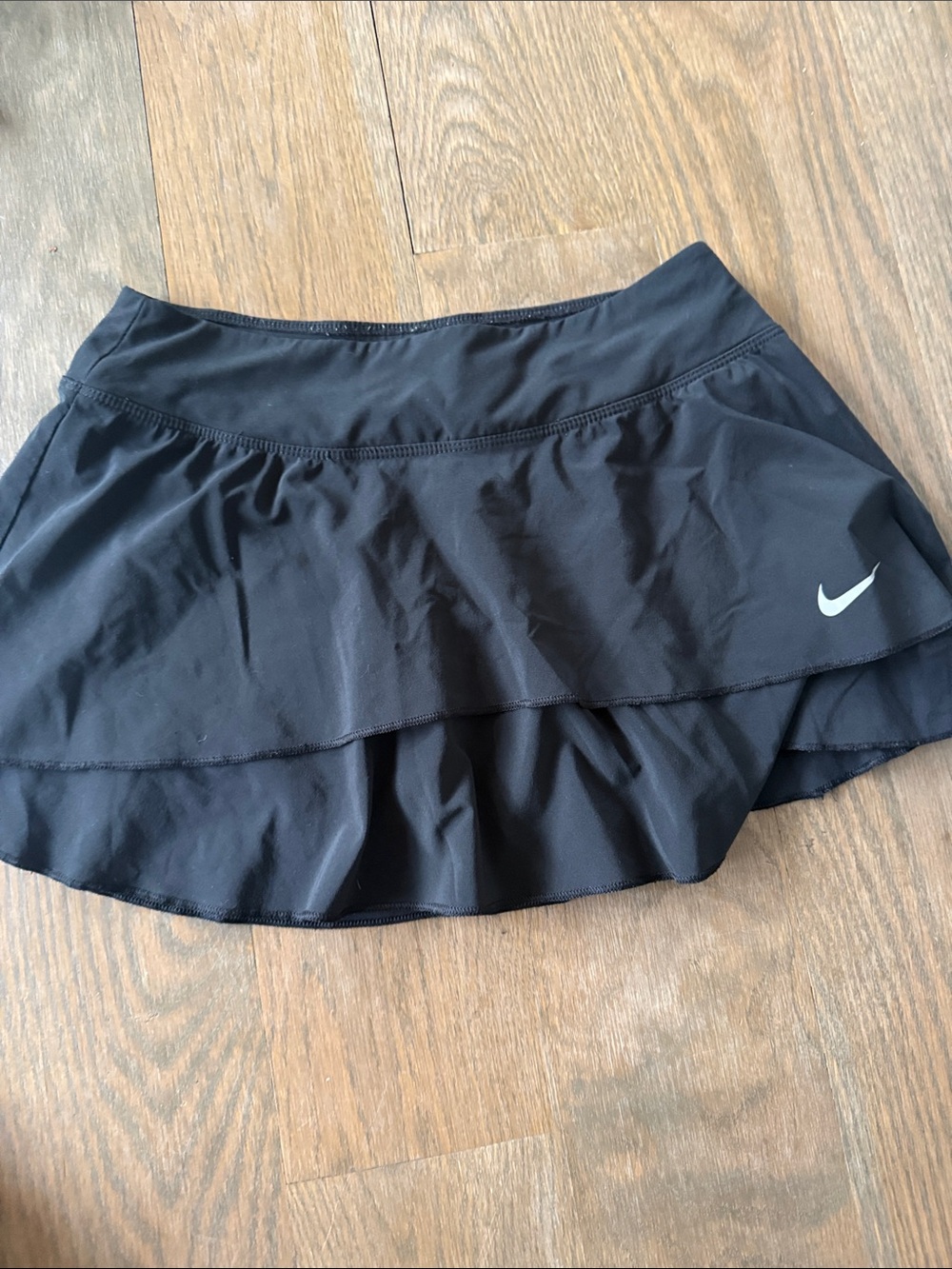 Nike Black Layered Tennis Skort with White Swoosh